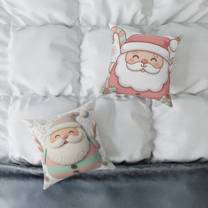 Santa Square Poly Canvas Pillow — Festive Holiday Throw Pillow