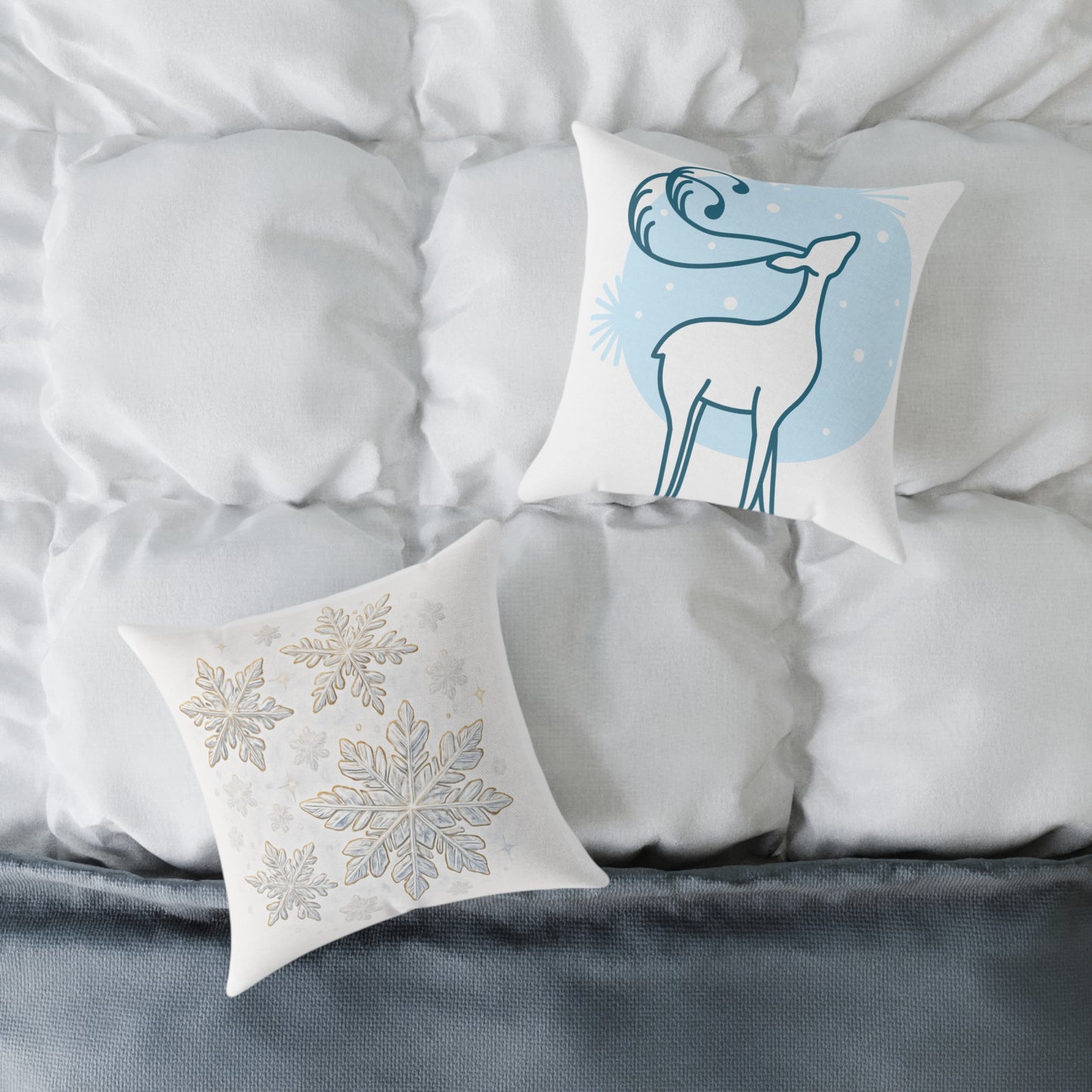 Square Canvas Pillow - Snowy Winter Wonderland Design