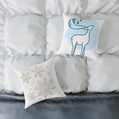 Square Canvas Pillow - Snowy Winter Wonderland Design