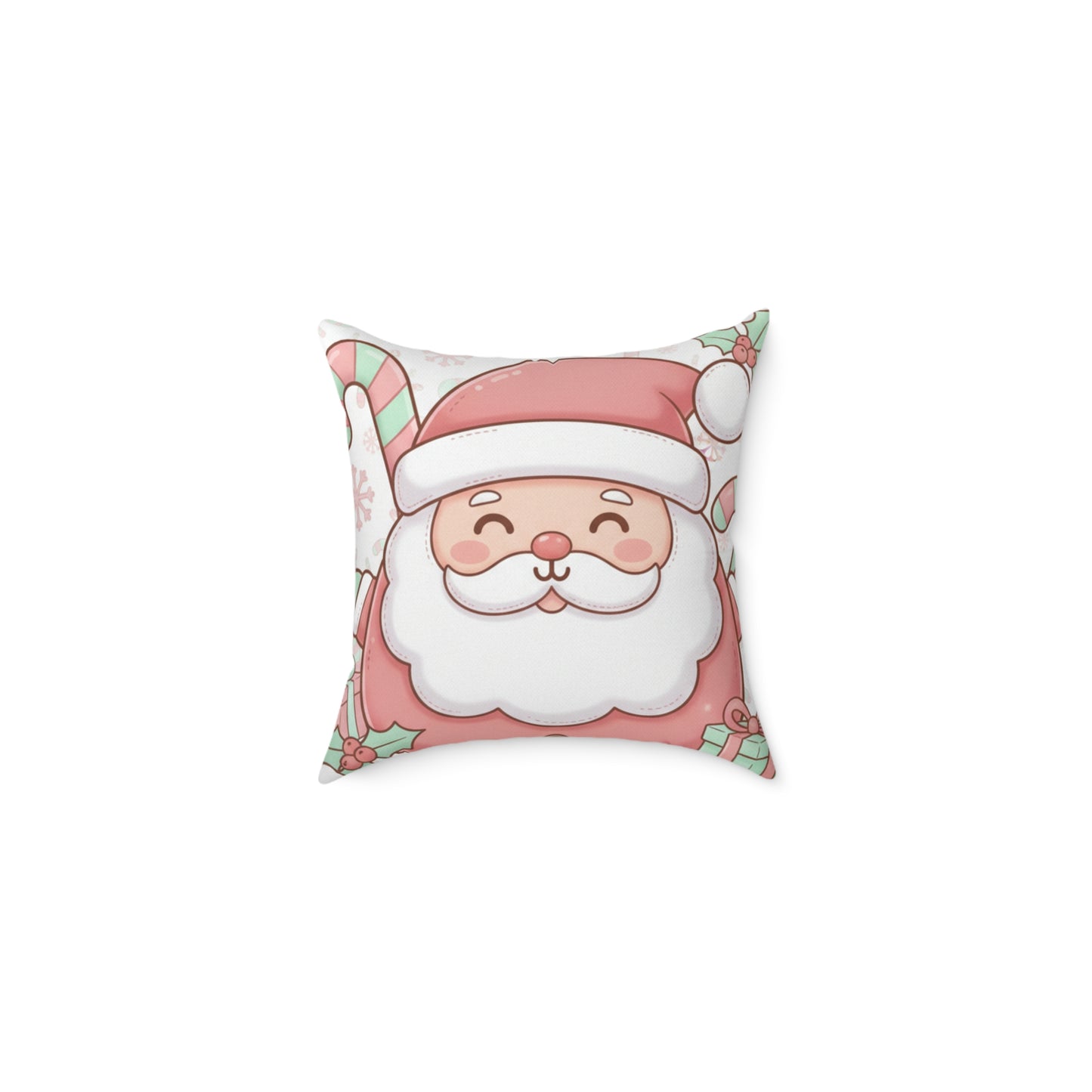 Santa Square Poly Canvas Pillow — Festive Holiday Throw Pillow