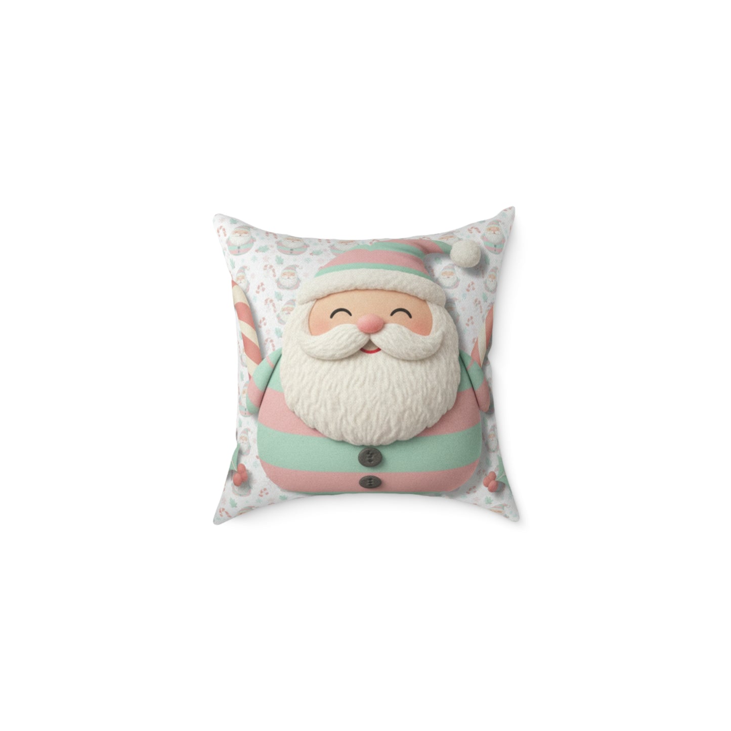 Santa Square Poly Canvas Pillow — Festive Holiday Throw Pillow