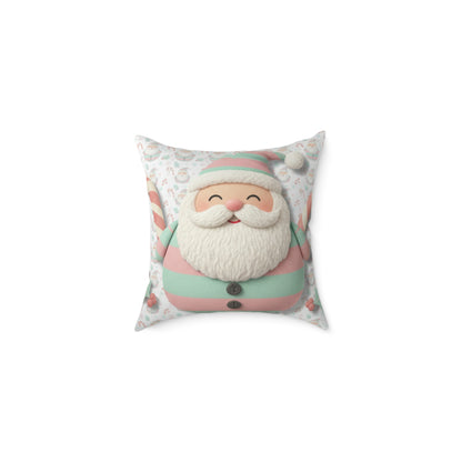 Santa Square Poly Canvas Pillow — Festive Holiday Throw Pillow