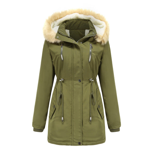 Women's Winter Coat with Detachable Hood – Warm Fleece-Lined Jacket