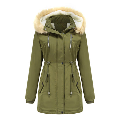 Women's Winter Coat with Detachable Hood – Warm Fleece-Lined Jacket