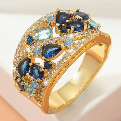 Boho Ladies Elegant Zircon Finger Ring For Women Birthday Party
