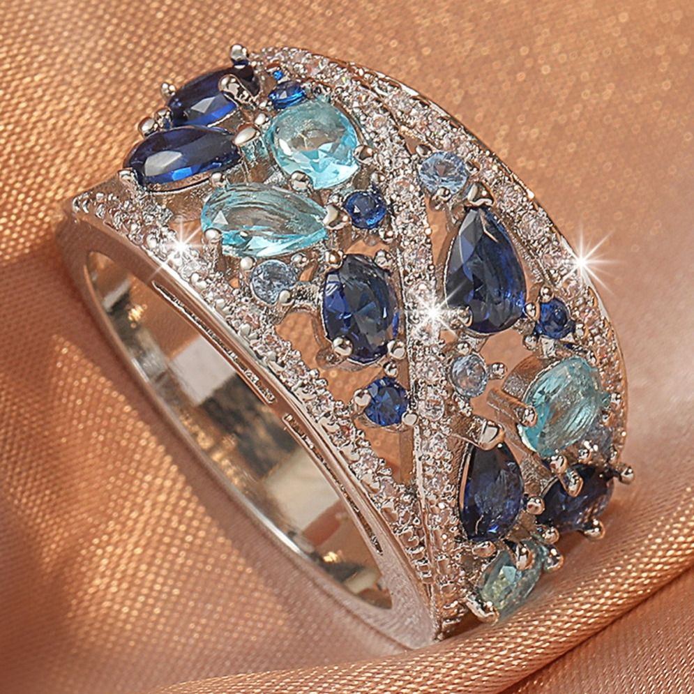 Boho Ladies Elegant Zircon Finger Ring For Women Birthday Party