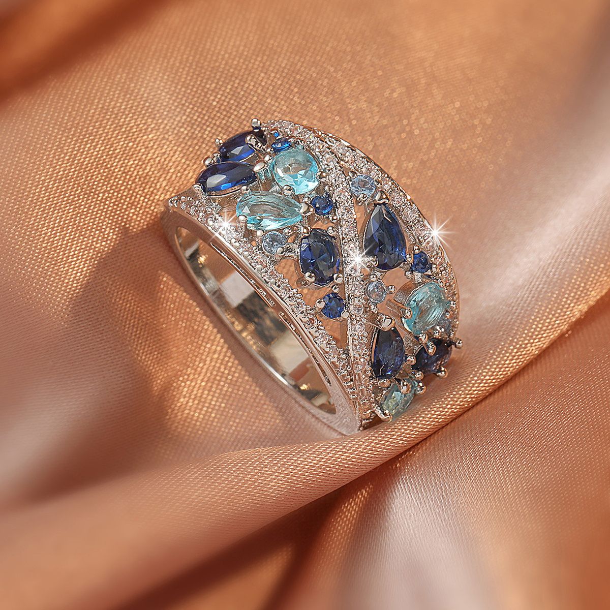 Boho Ladies Elegant Zircon Finger Ring For Women Birthday Party