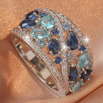 Boho Ladies Elegant Zircon Finger Ring For Women Birthday Party