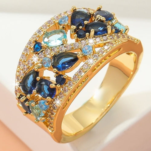 Boho Ladies Elegant Zircon Finger Ring For Women Birthday Party
