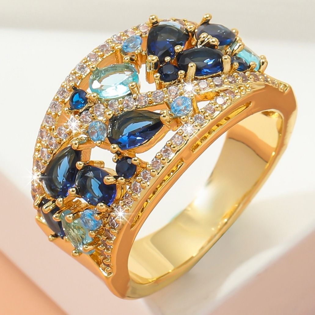 Boho Ladies Elegant Zircon Finger Ring For Women Birthday Party