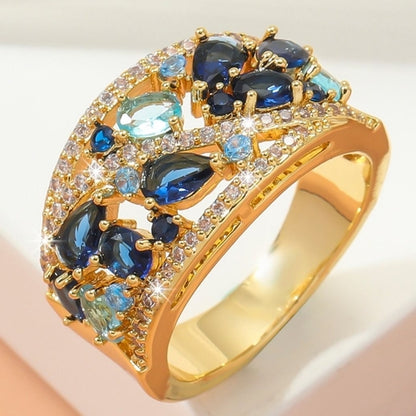 Boho Ladies Elegant Zircon Finger Ring For Women Birthday Party