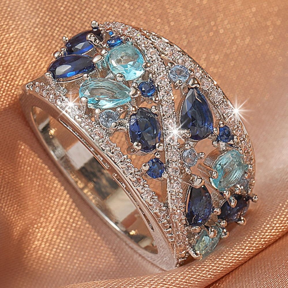 Boho Ladies Elegant Zircon Finger Ring For Women Birthday Party