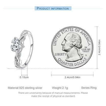 925 Sterling Silver Romantic Love Ring for Women Fine Jewelry Shining