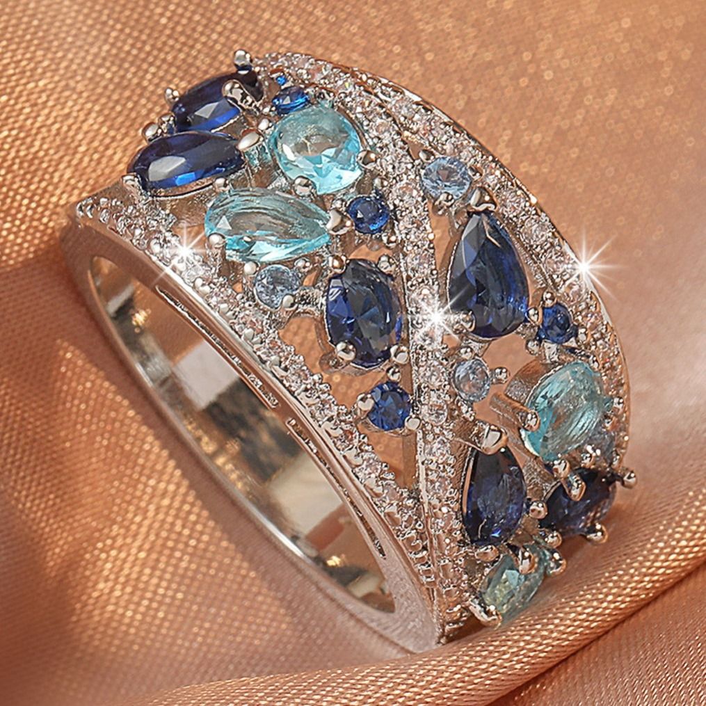 Boho Ladies Elegant Zircon Finger Ring For Women Birthday Party