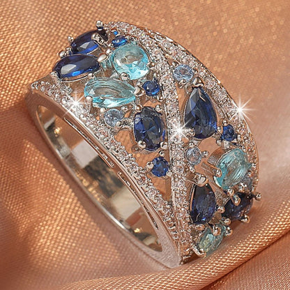 Boho Ladies Elegant Zircon Finger Ring For Women Birthday Party